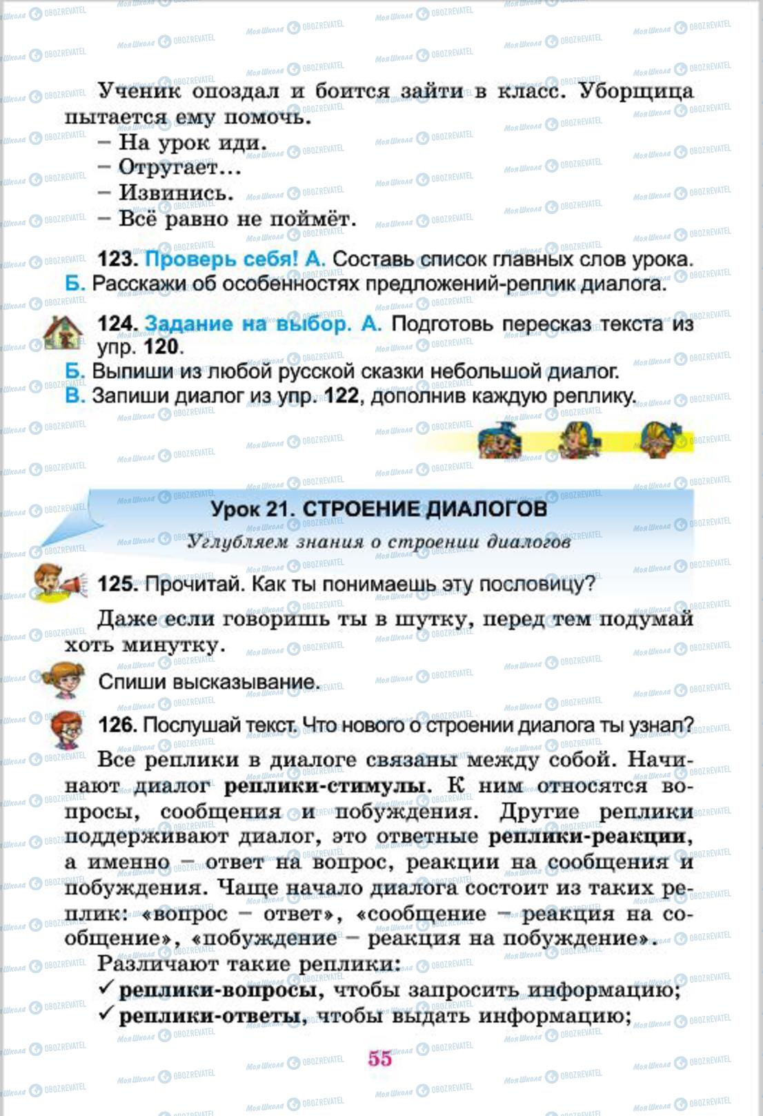 Підручники Російська мова 4 клас сторінка 55