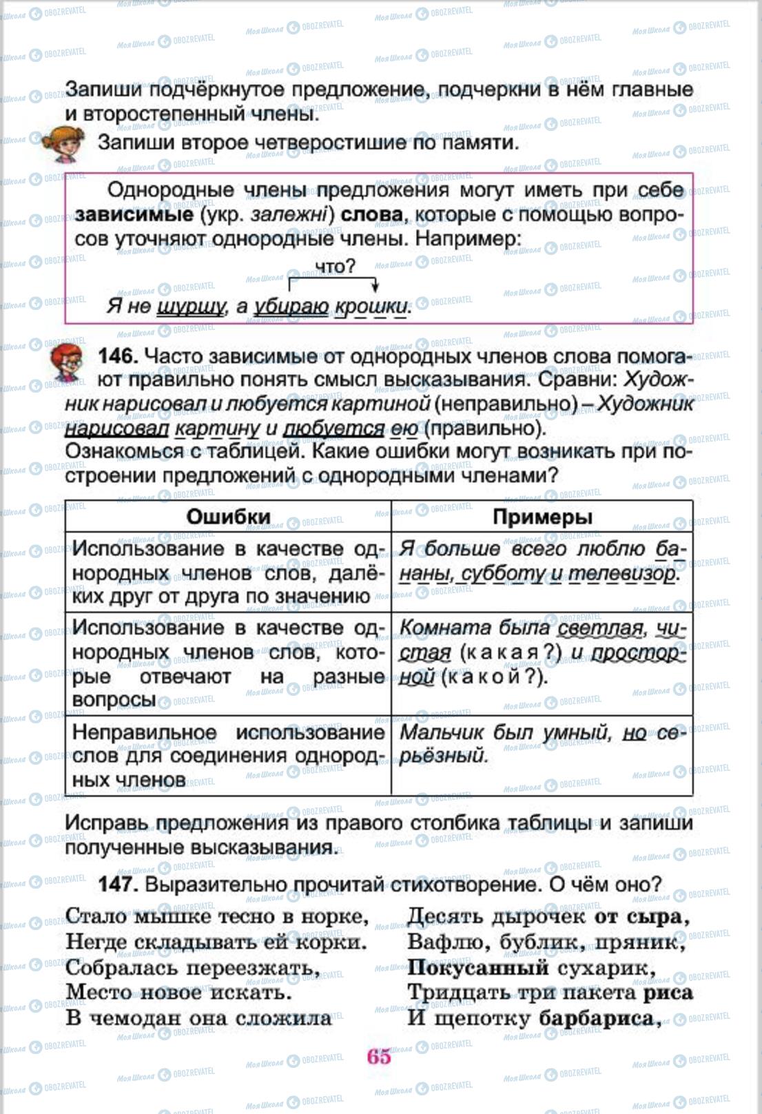 Підручники Російська мова 4 клас сторінка  65