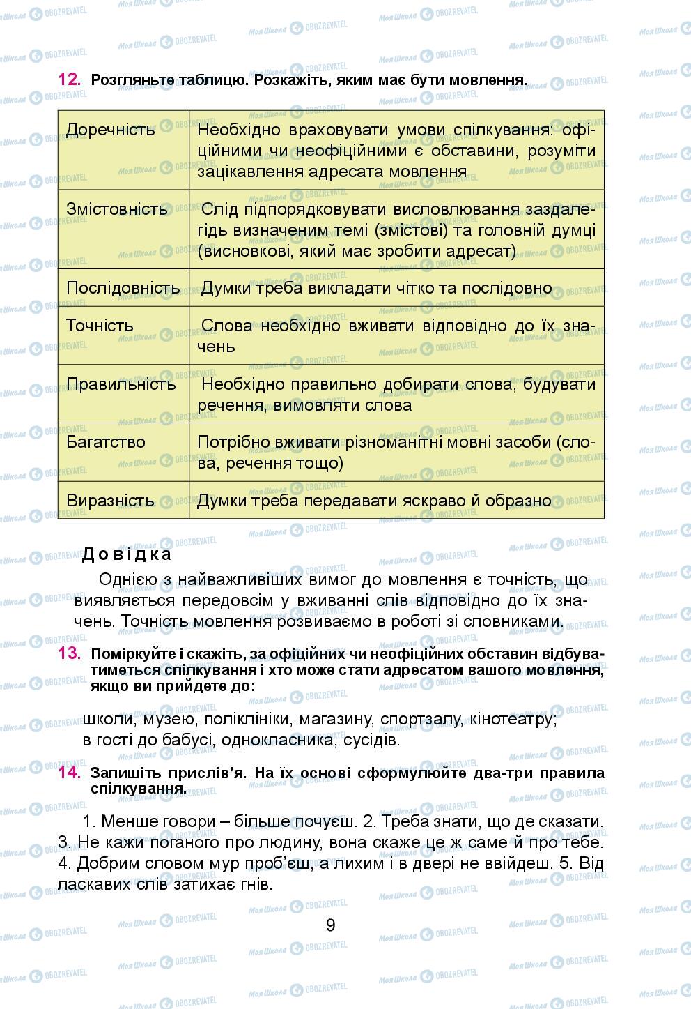 Учебники Укр мова 5 класс страница 9
