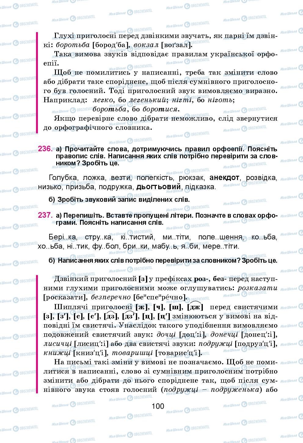 Підручники Українська мова 5 клас сторінка 100