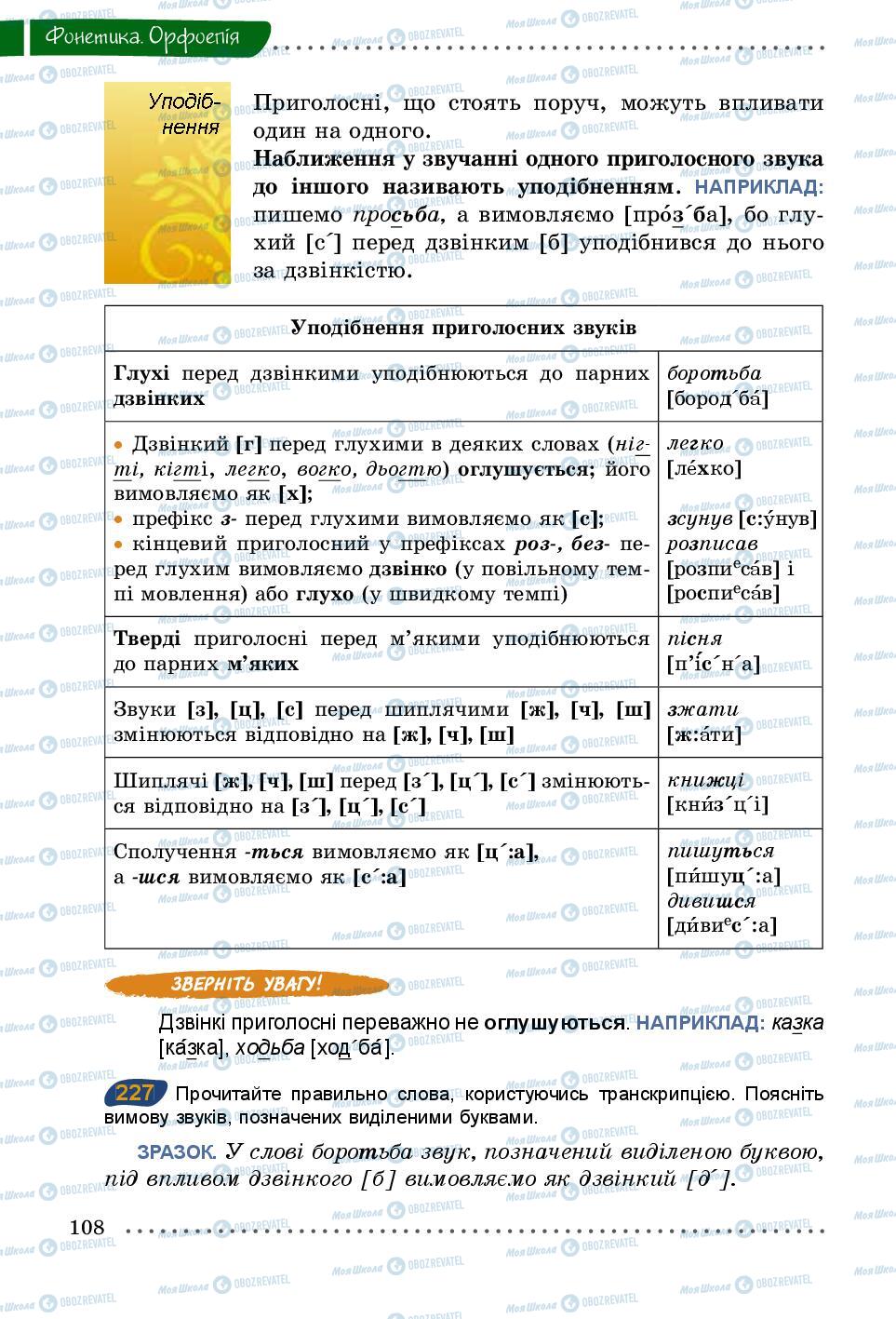 Підручники Українська мова 5 клас сторінка 108