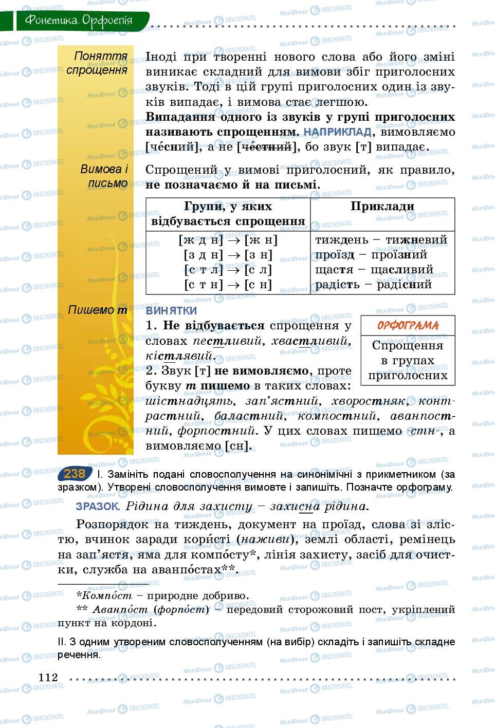 Підручники Українська мова 5 клас сторінка 112