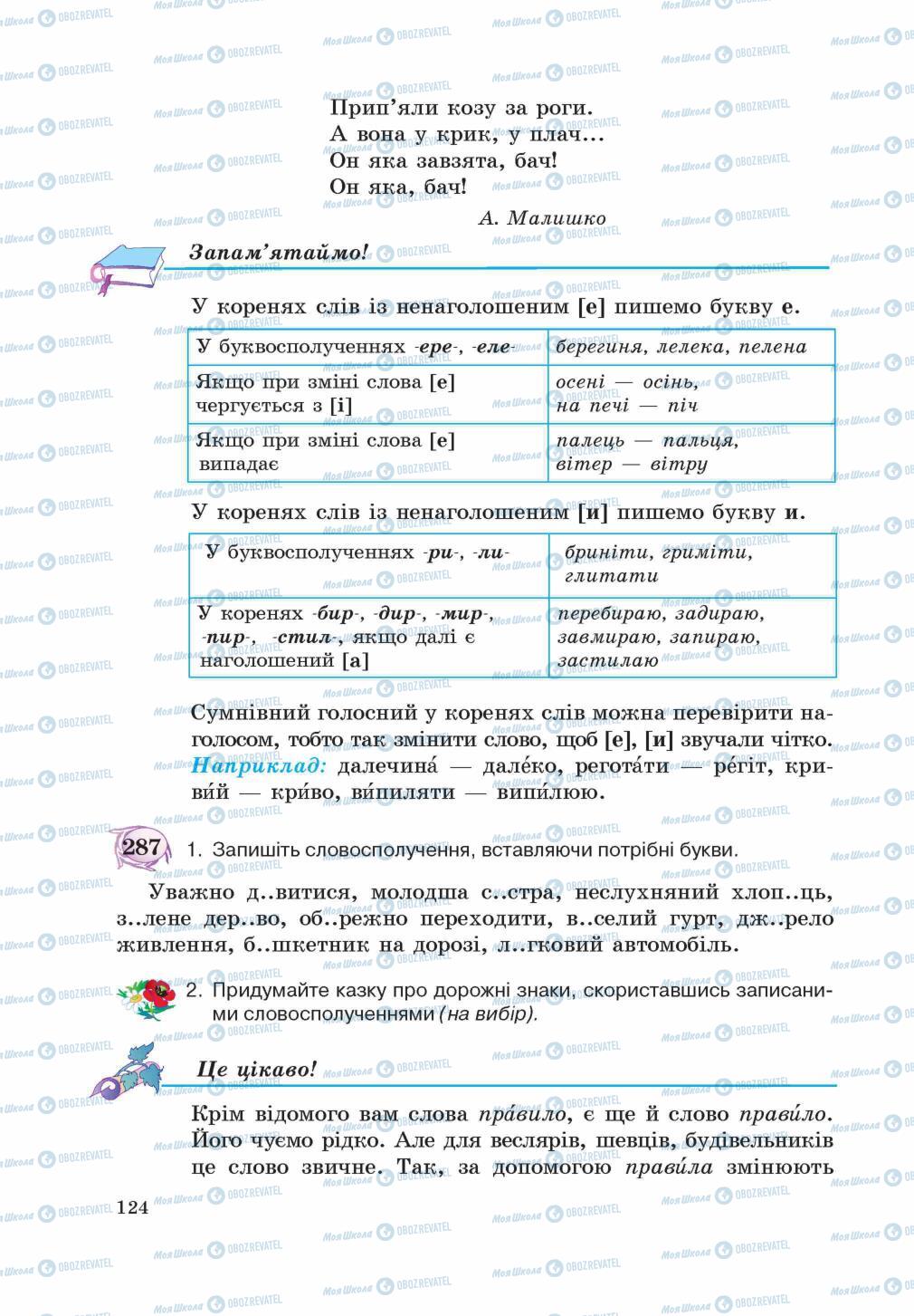 Підручники Українська мова 5 клас сторінка 124