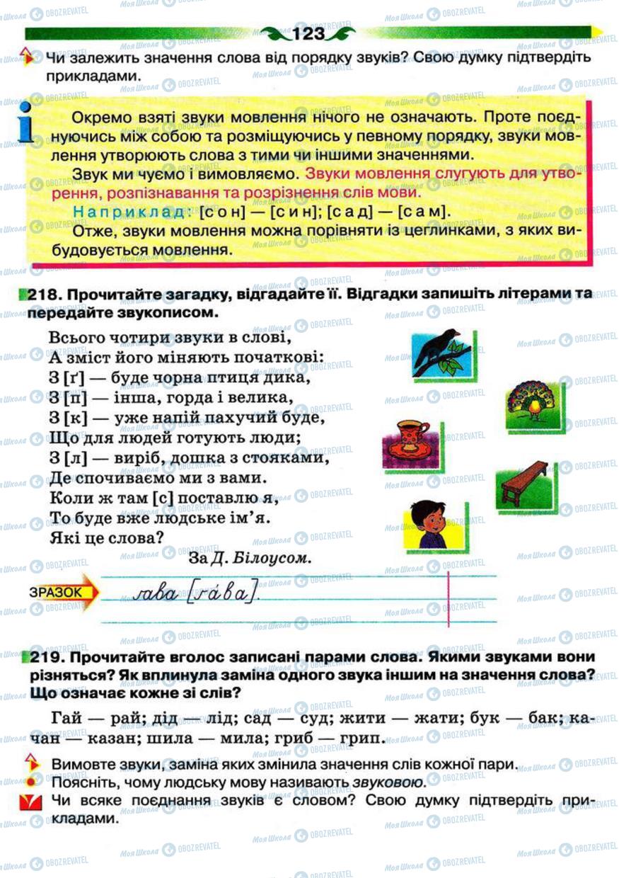 Підручники Українська мова 5 клас сторінка 123