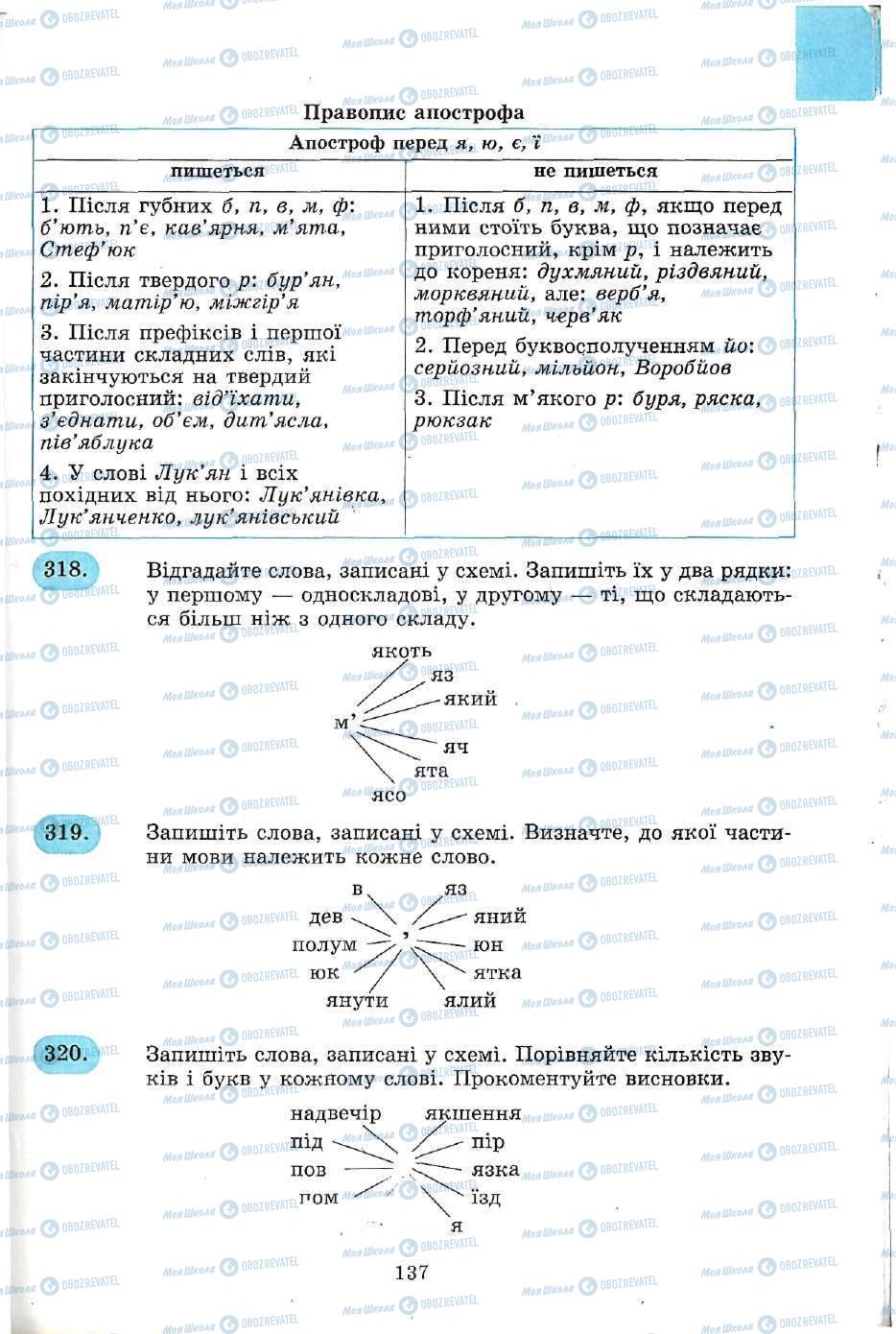 Учебники Укр мова 5 класс страница 137