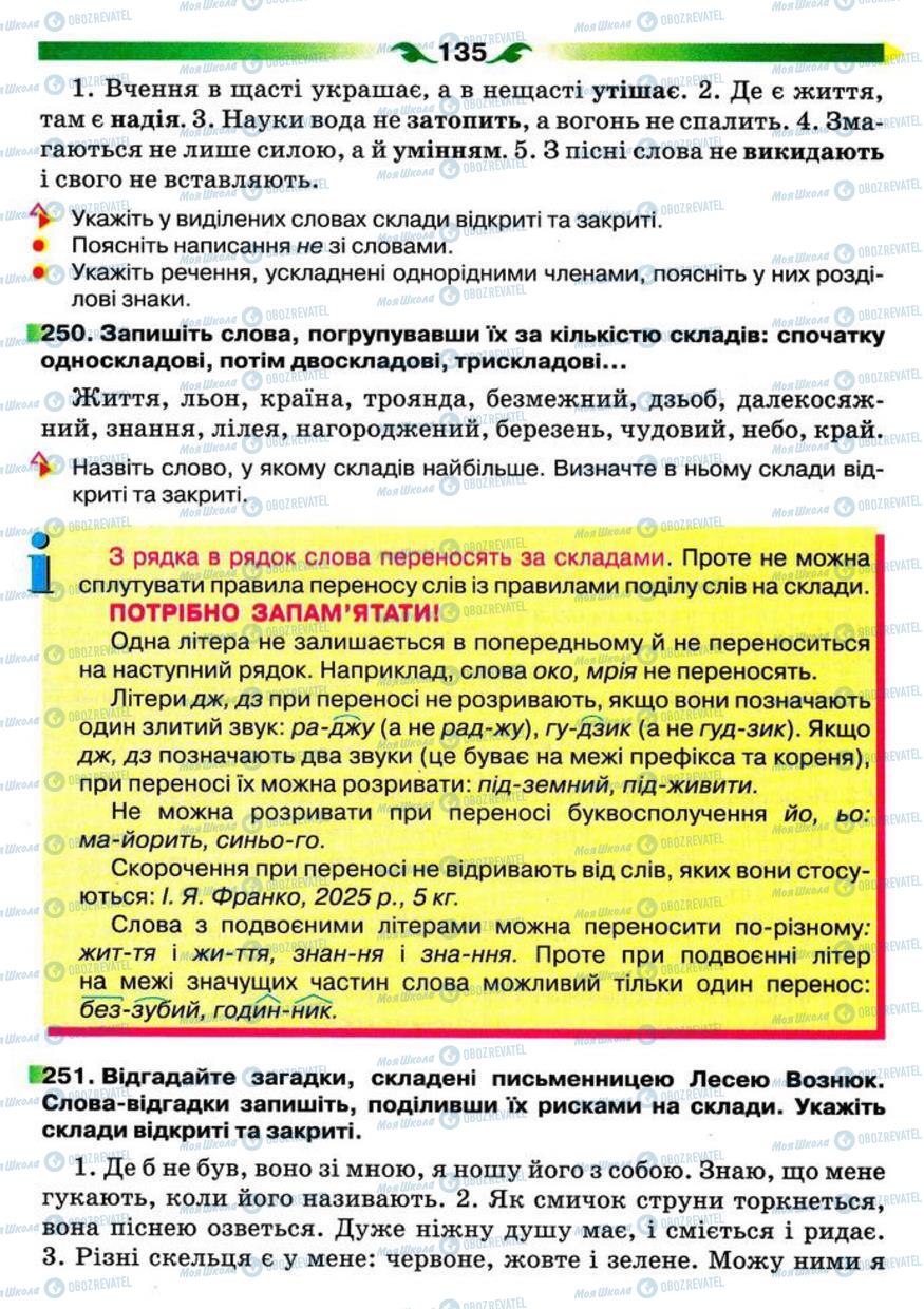 Підручники Українська мова 5 клас сторінка 135