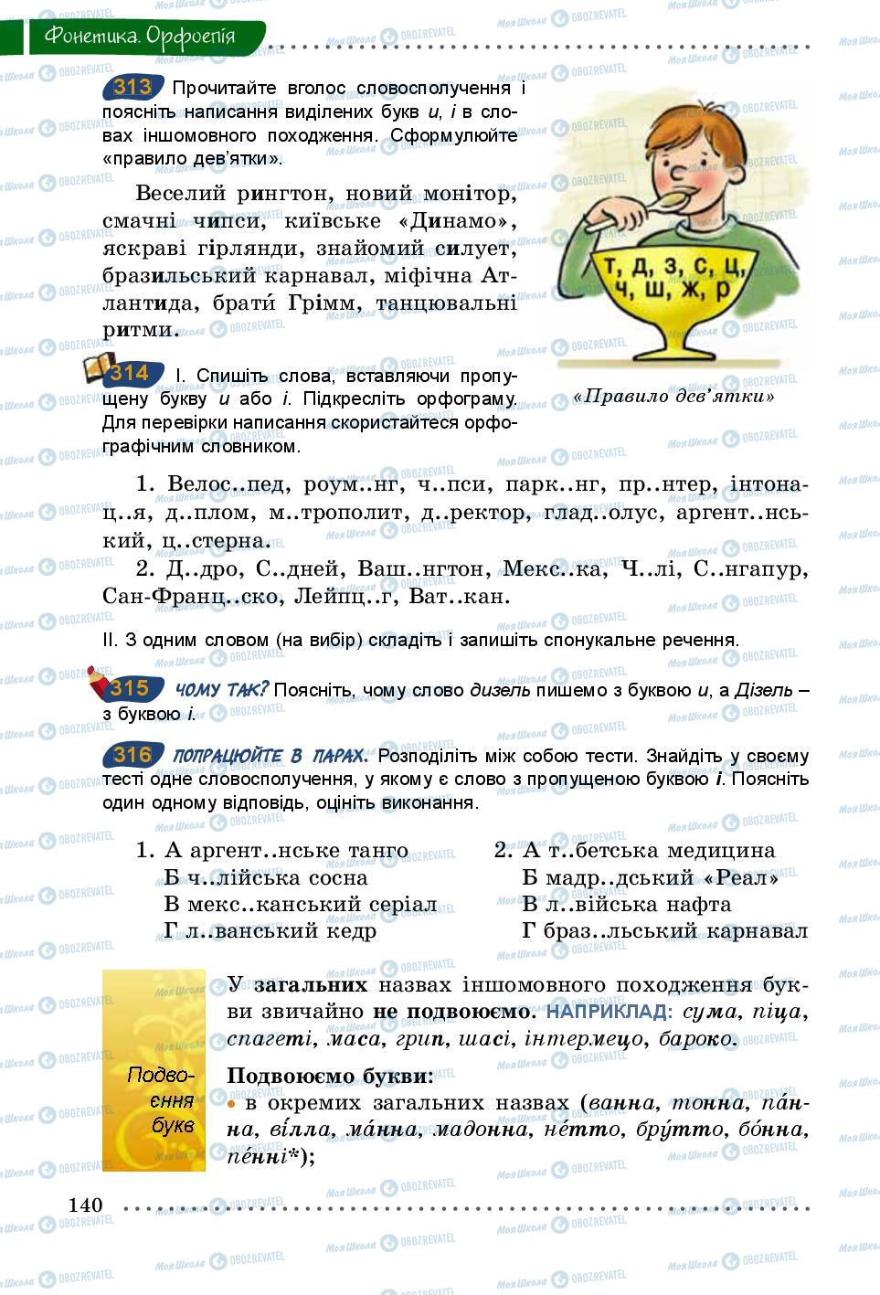 Підручники Українська мова 5 клас сторінка 140