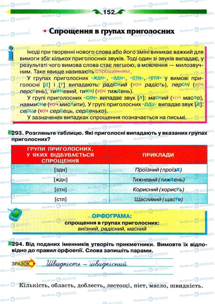 Учебники Укр мова 5 класс страница 152