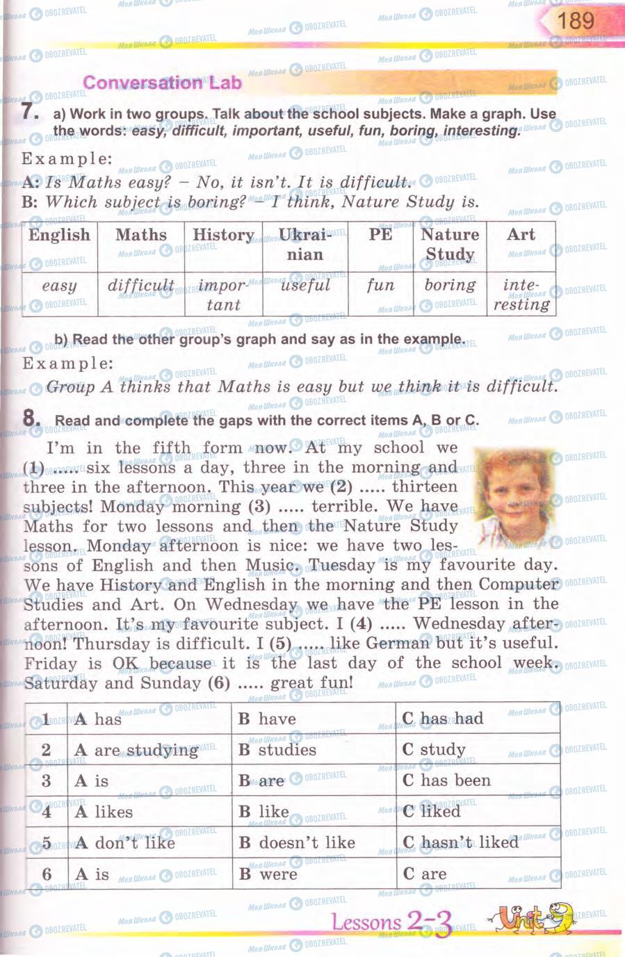 Підручники Англійська мова 5 клас сторінка 189