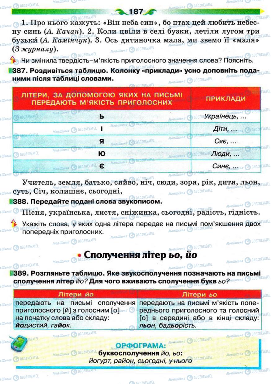 Підручники Українська мова 5 клас сторінка 187