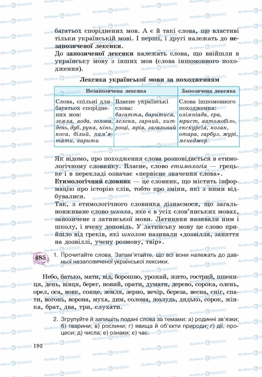 Учебники Укр мова 5 класс страница 192
