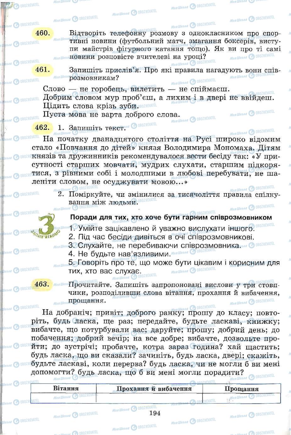 Підручники Українська мова 5 клас сторінка 194