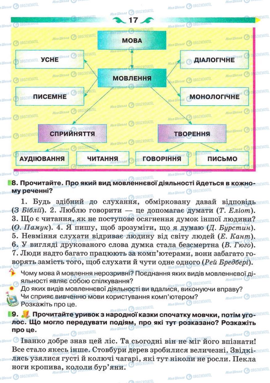 Підручники Українська мова 5 клас сторінка 17