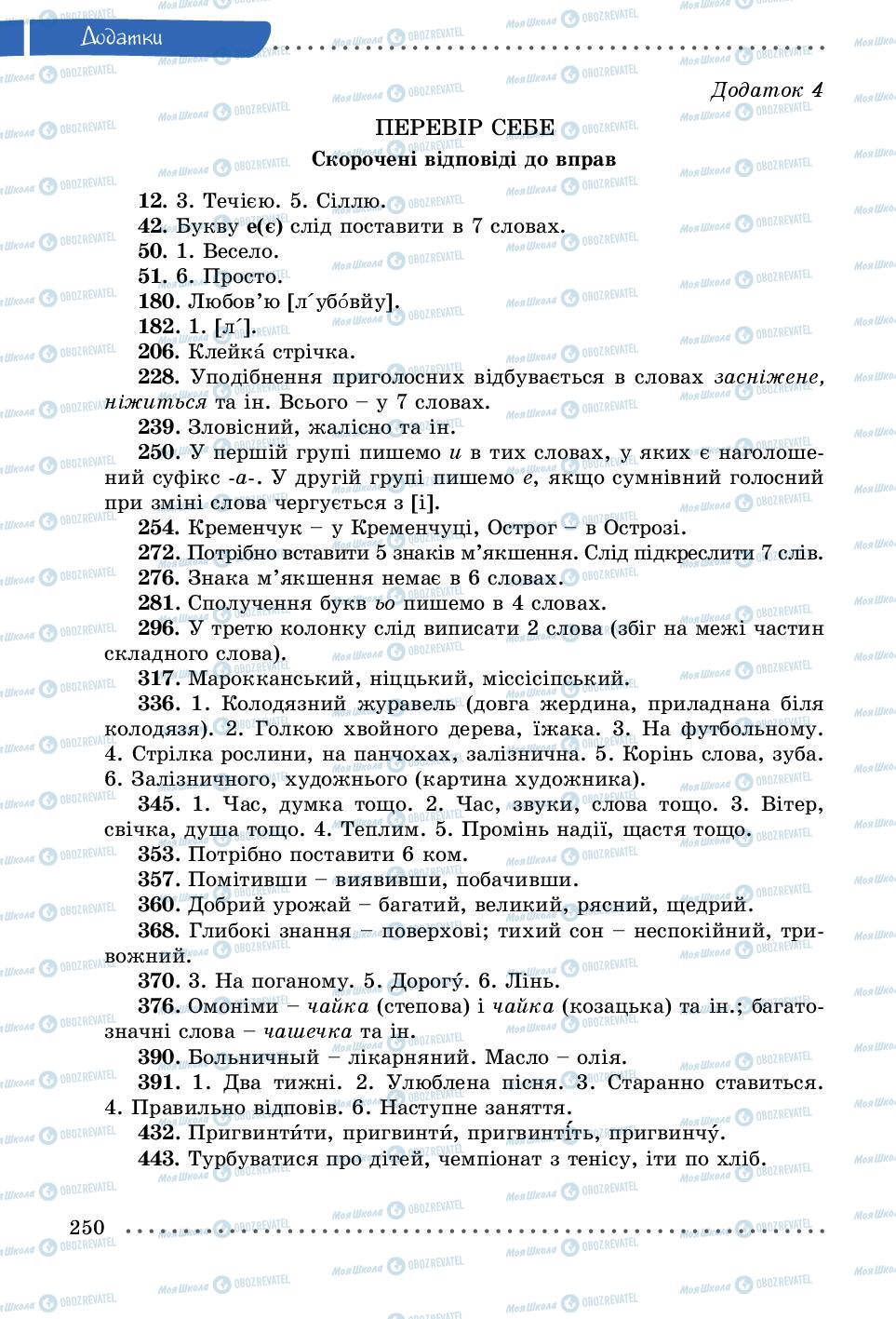 Підручники Українська мова 5 клас сторінка 250