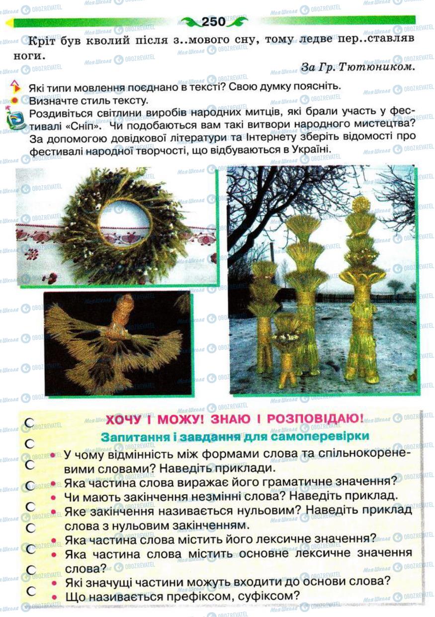 Підручники Українська мова 5 клас сторінка 250