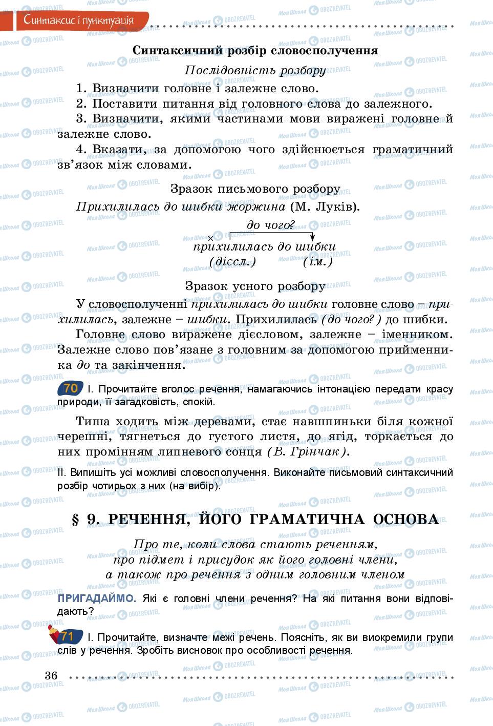 Підручники Українська мова 5 клас сторінка 36