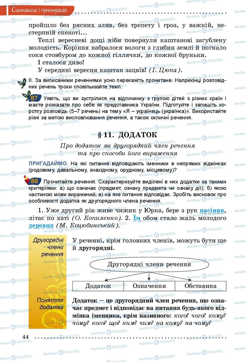 Підручники Українська мова 5 клас сторінка 44