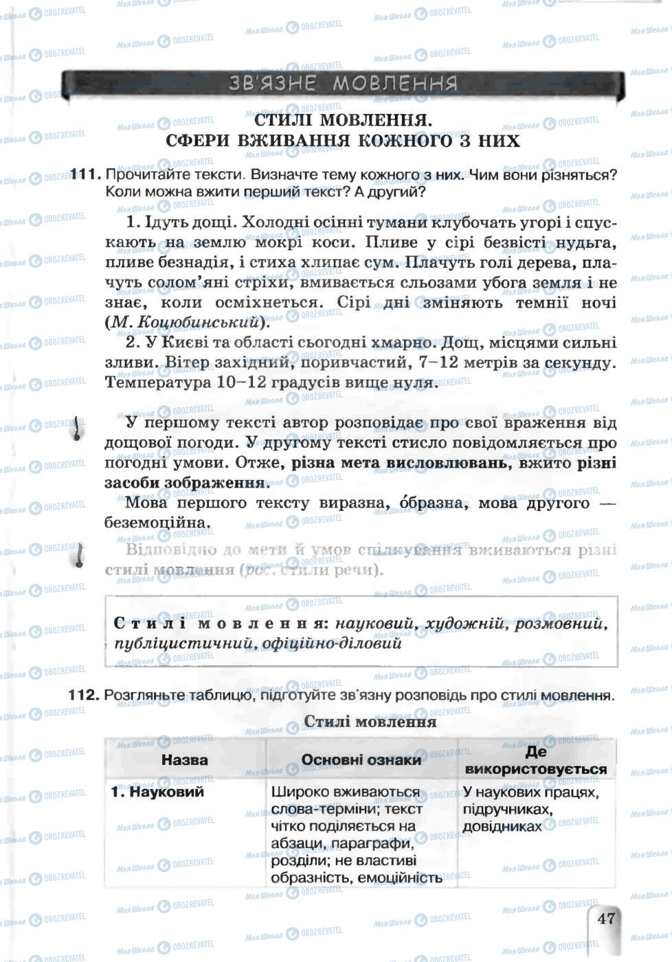 Підручники Українська мова 5 клас сторінка 47