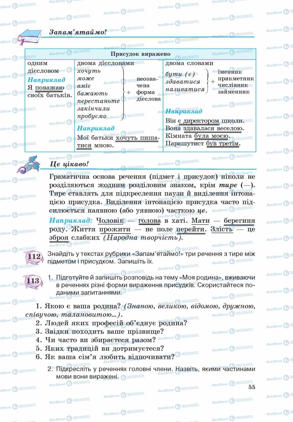 Учебники Укр мова 5 класс страница 55