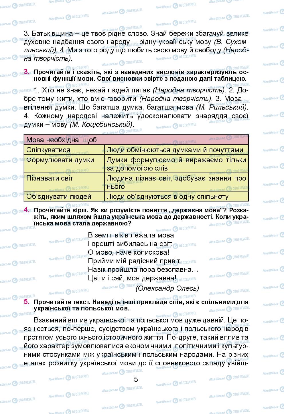 Учебники Укр мова 5 класс страница 5