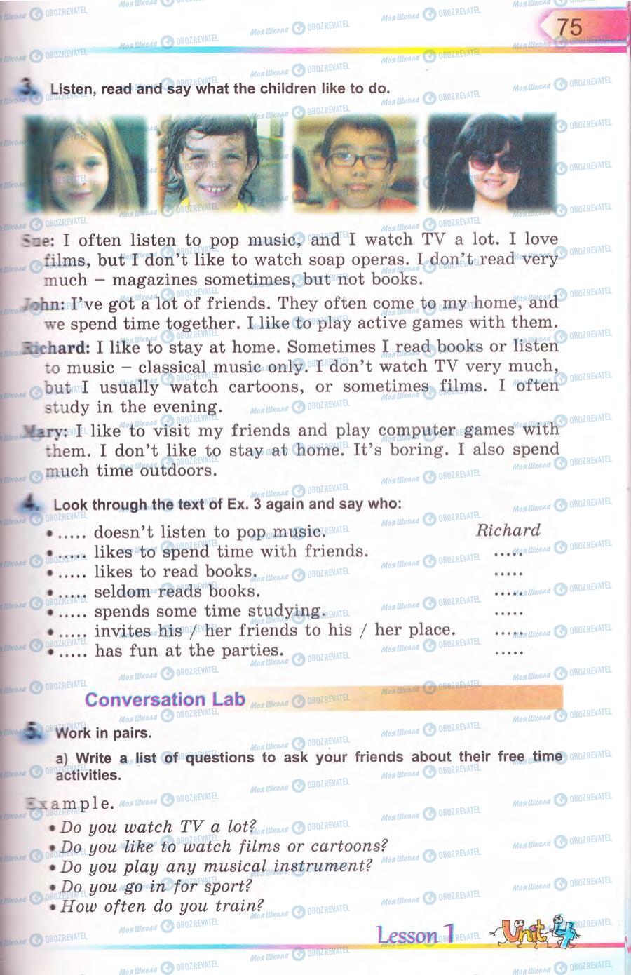 Підручники Англійська мова 5 клас сторінка 75