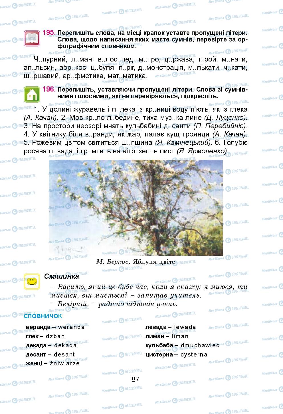 Підручники Українська мова 5 клас сторінка 87