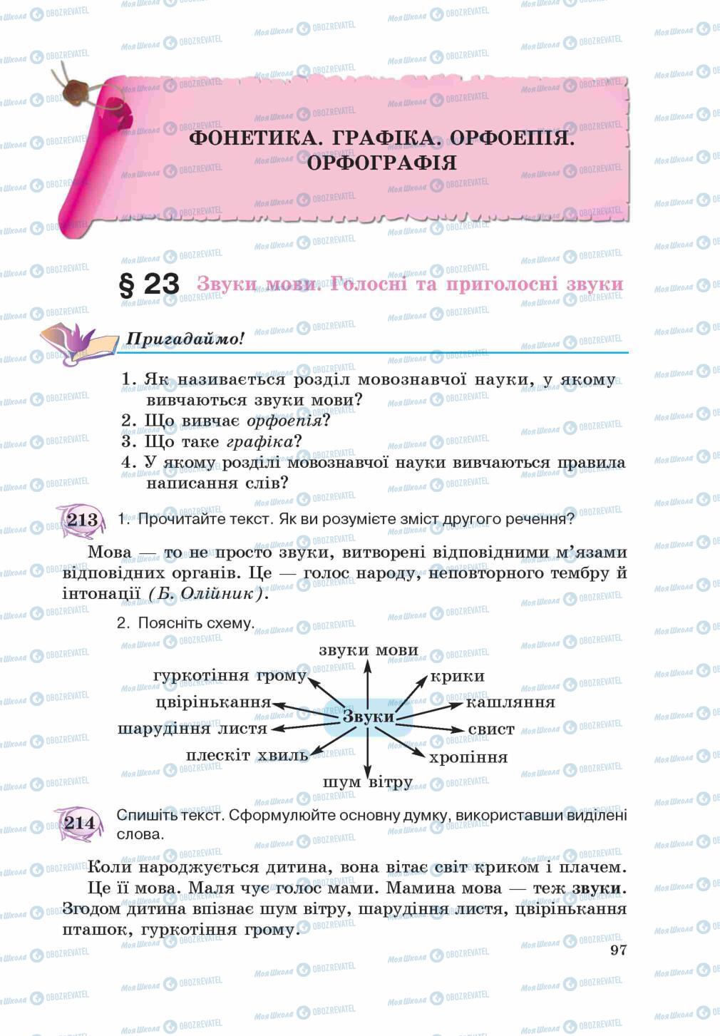 Учебники Укр мова 5 класс страница 97