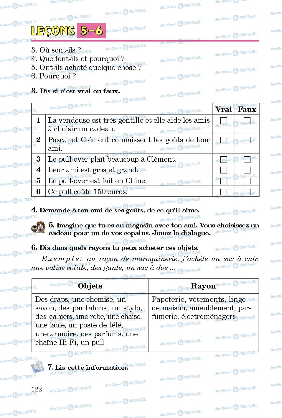 Підручники Французька мова 5 клас сторінка 122