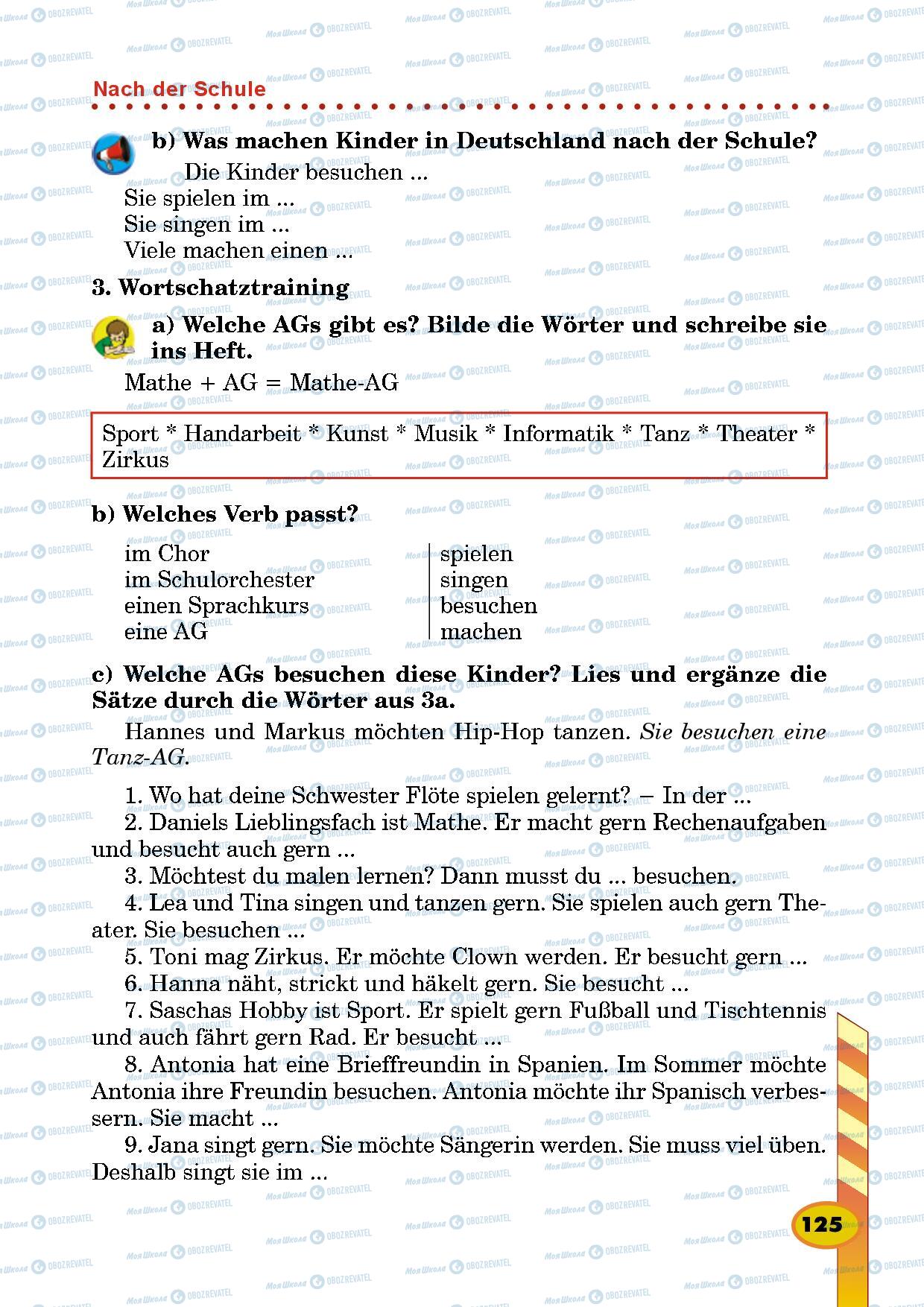 Підручники Німецька мова 5 клас сторінка 125