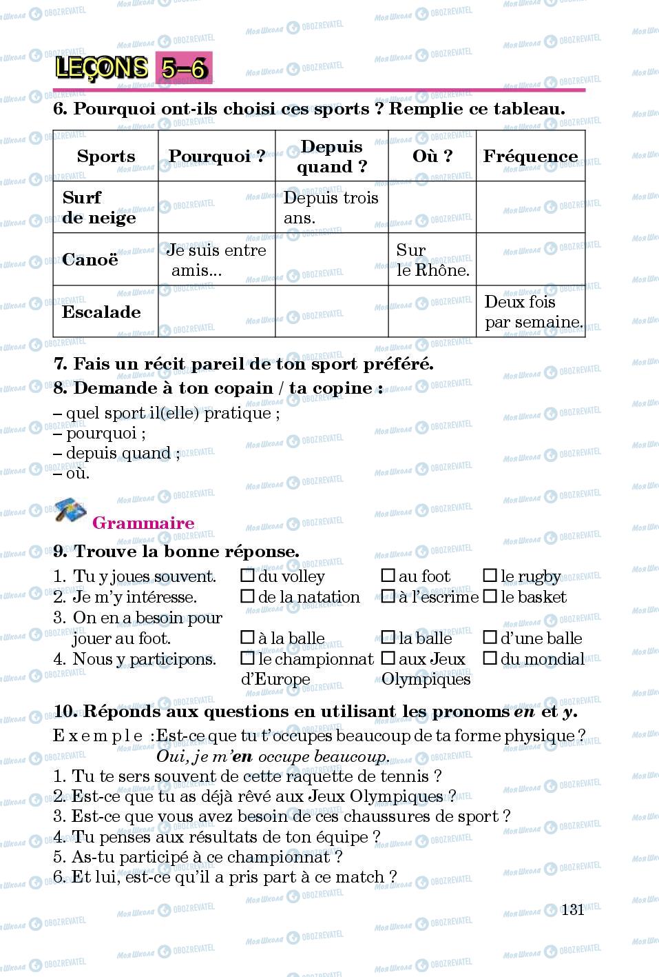 Учебники Французский язык 5 класс страница 131