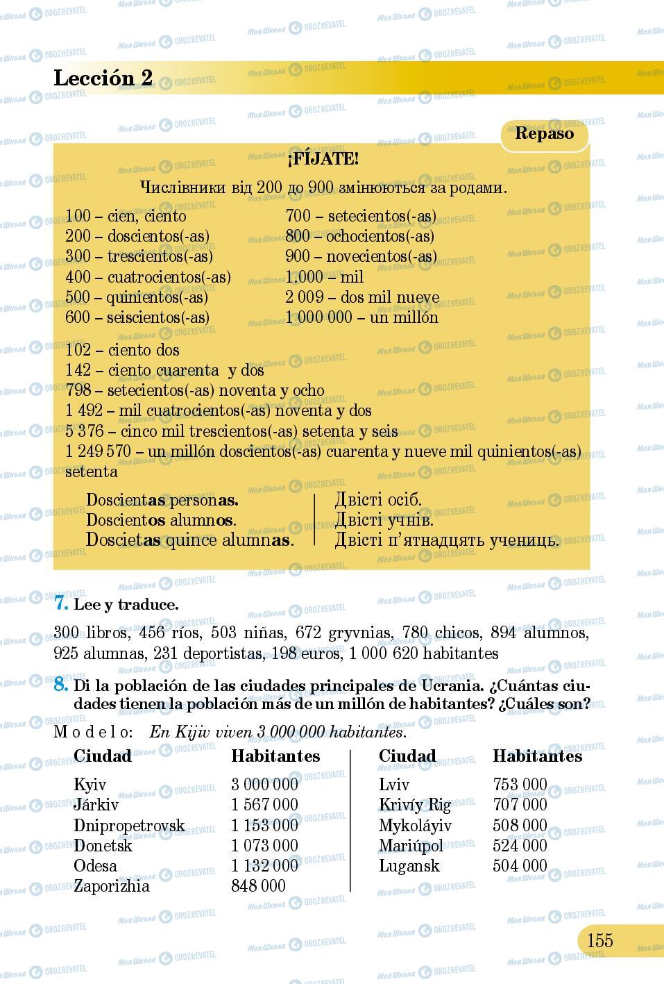 Підручники Іспанська мова 5 клас сторінка 155