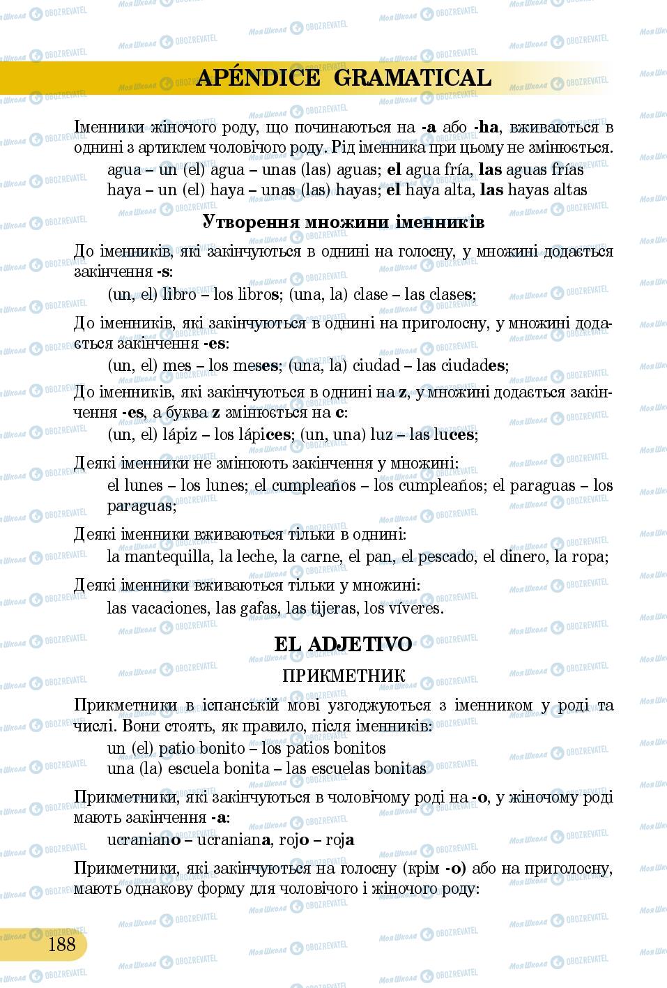 Підручники Іспанська мова 5 клас сторінка 188