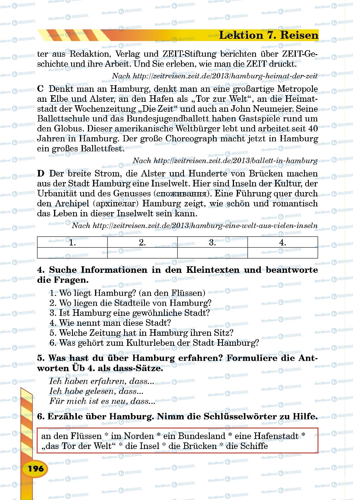 Підручники Німецька мова 5 клас сторінка 196
