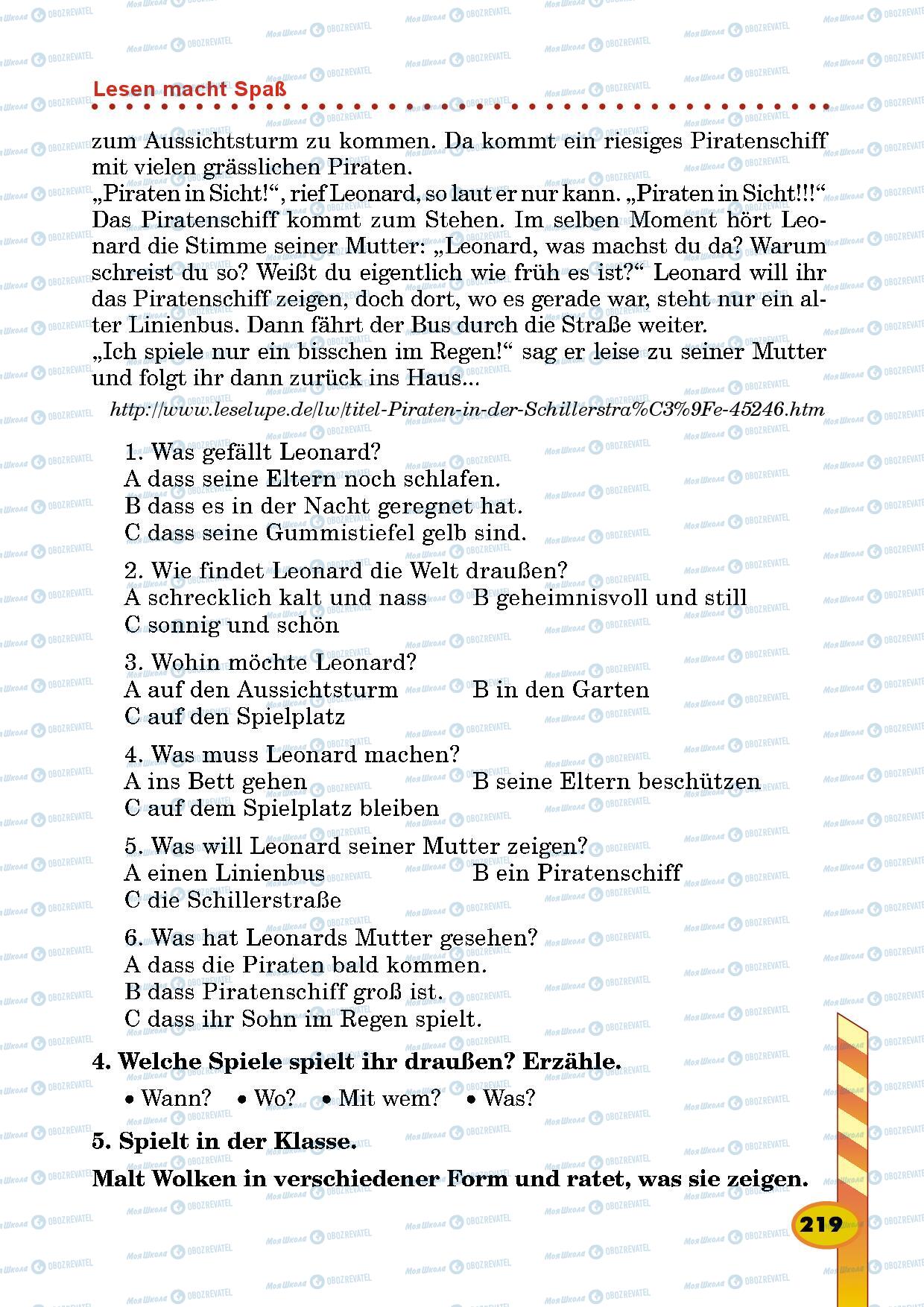 Підручники Німецька мова 5 клас сторінка 219
