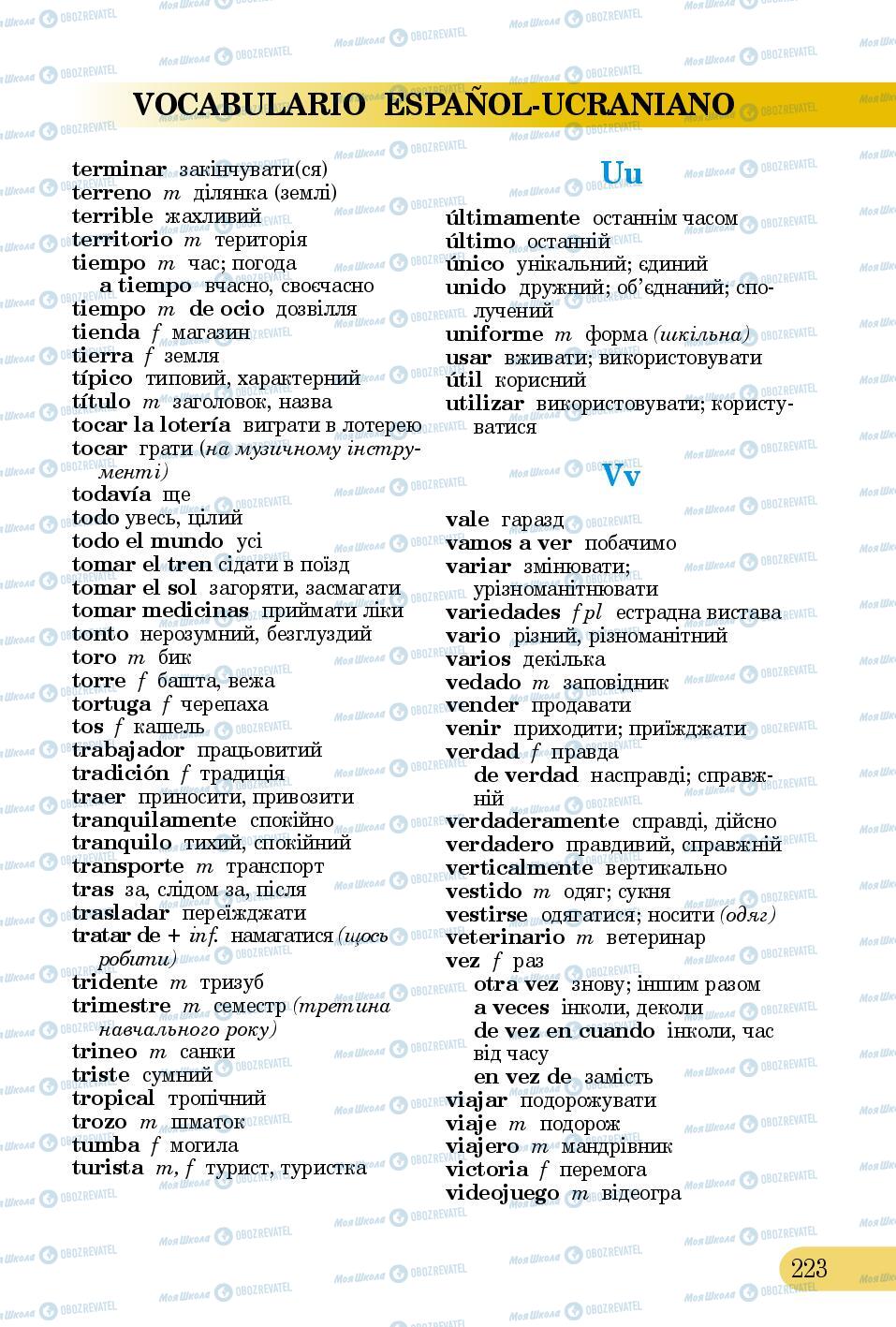 Підручники Іспанська мова 5 клас сторінка 223