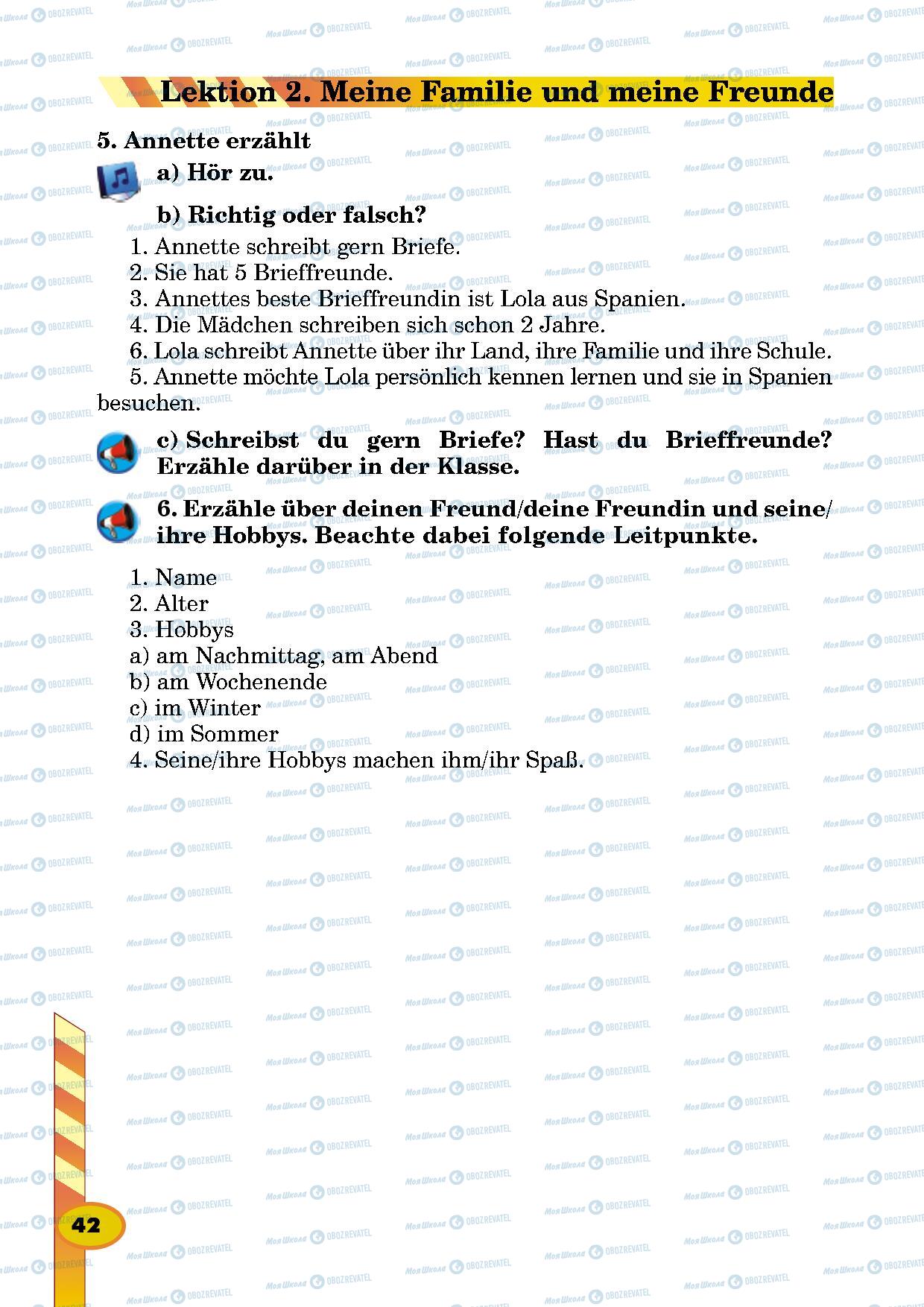 Підручники Німецька мова 5 клас сторінка 42