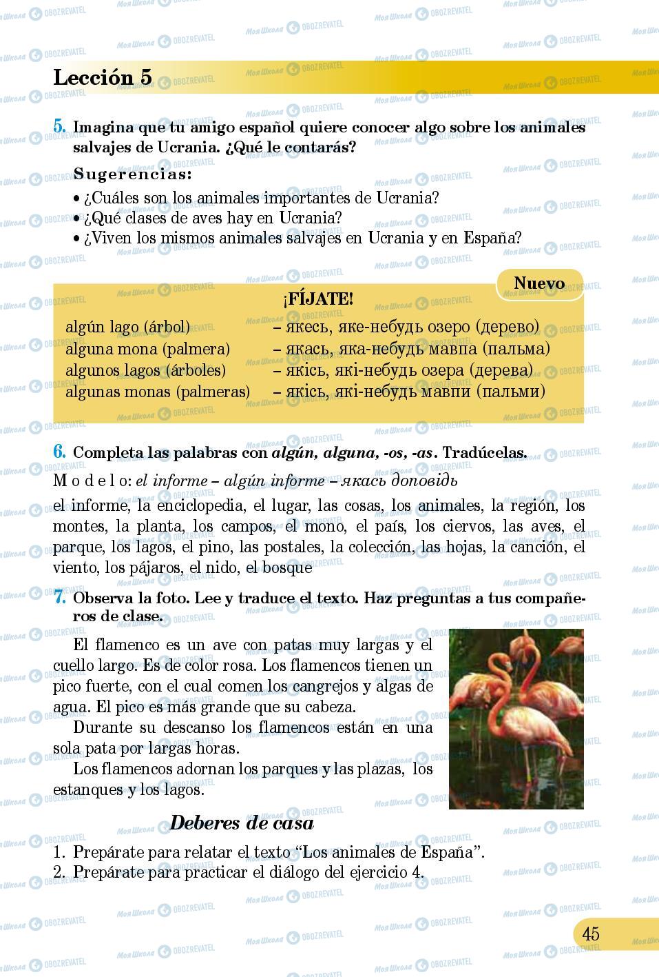 Підручники Іспанська мова 5 клас сторінка 45