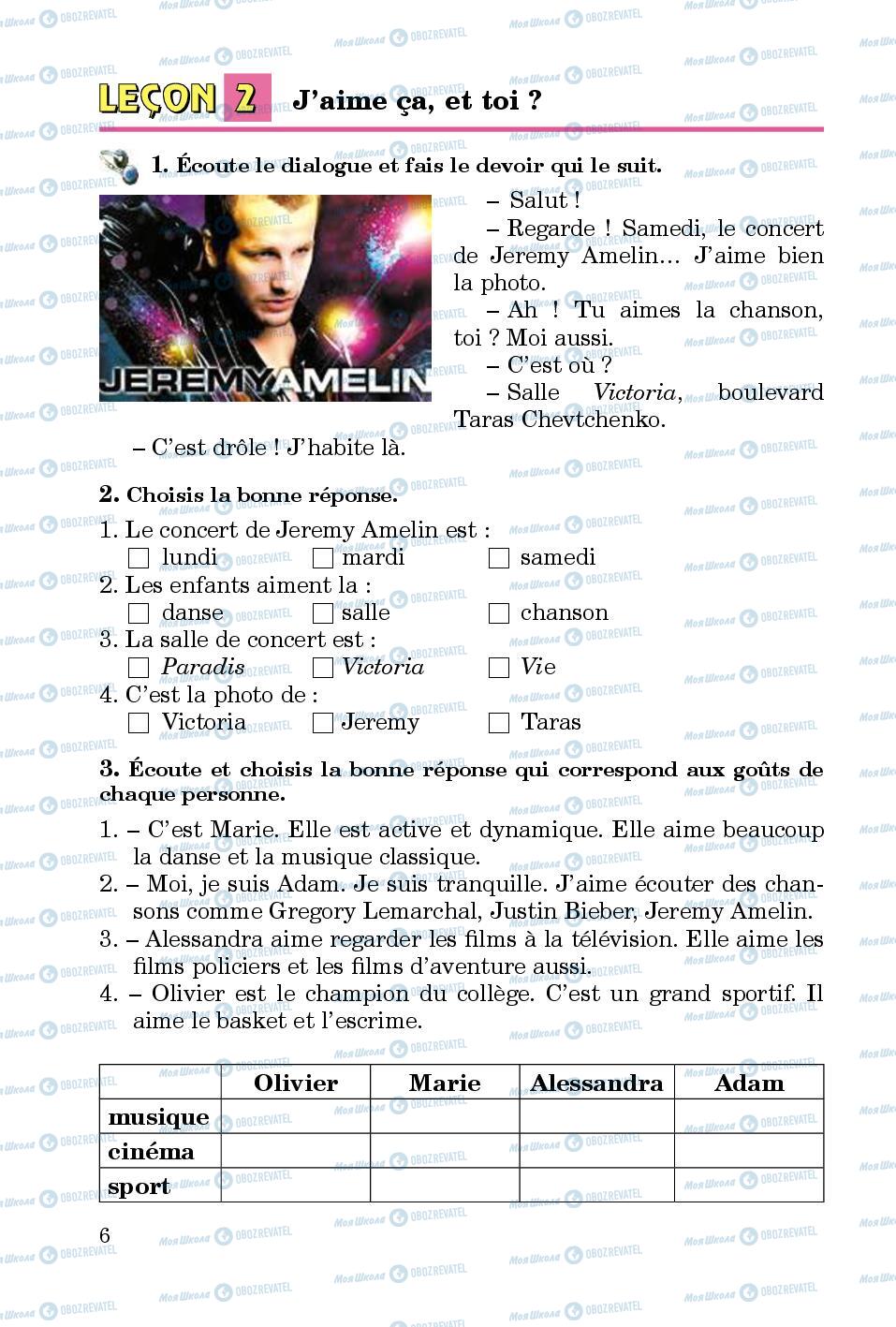 Підручники Французька мова 5 клас сторінка 6