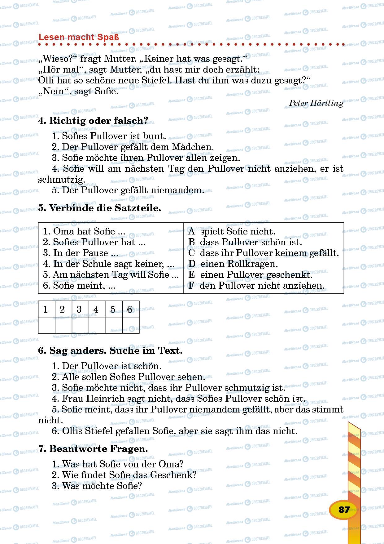 Підручники Німецька мова 5 клас сторінка 87