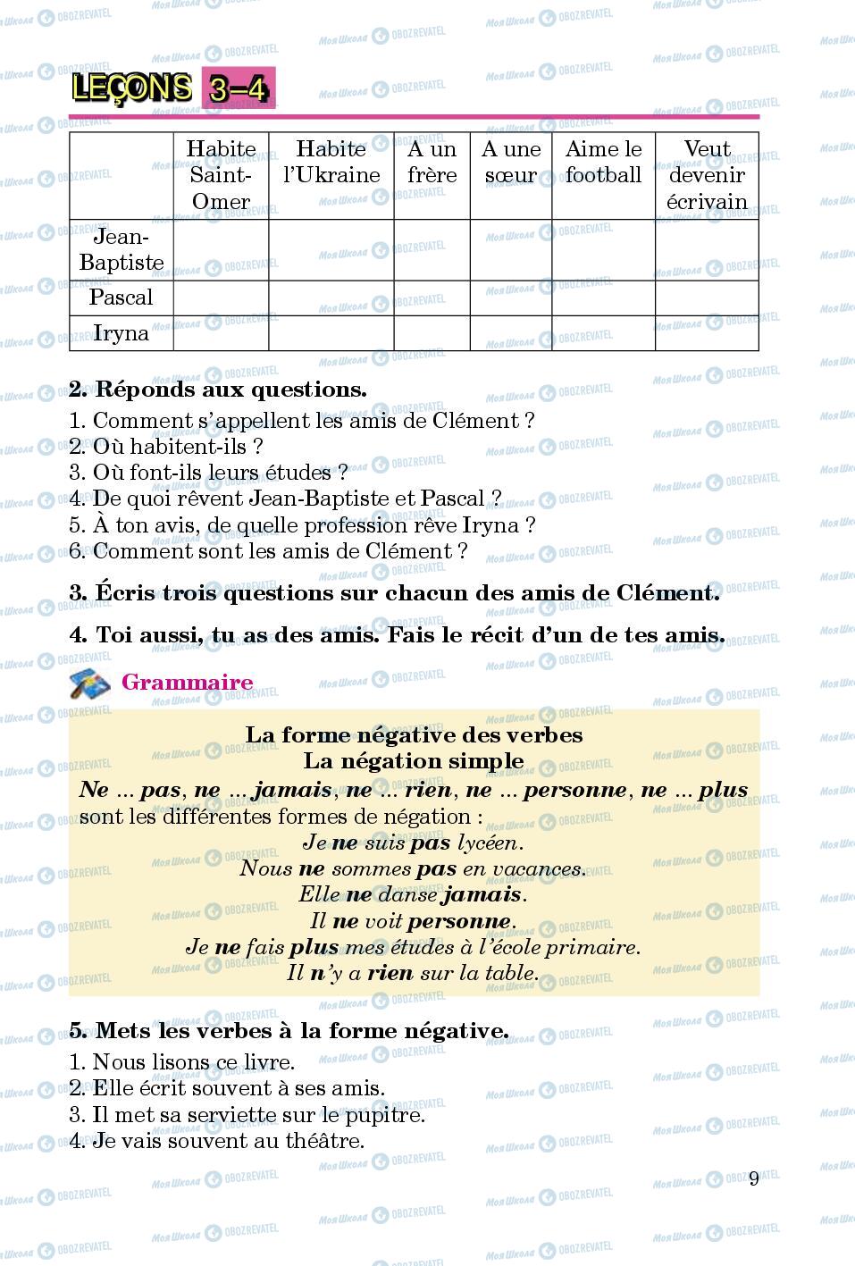 Підручники Французька мова 5 клас сторінка 9