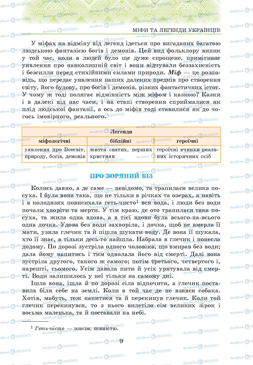Підручники Українська література 5 клас сторінка 9