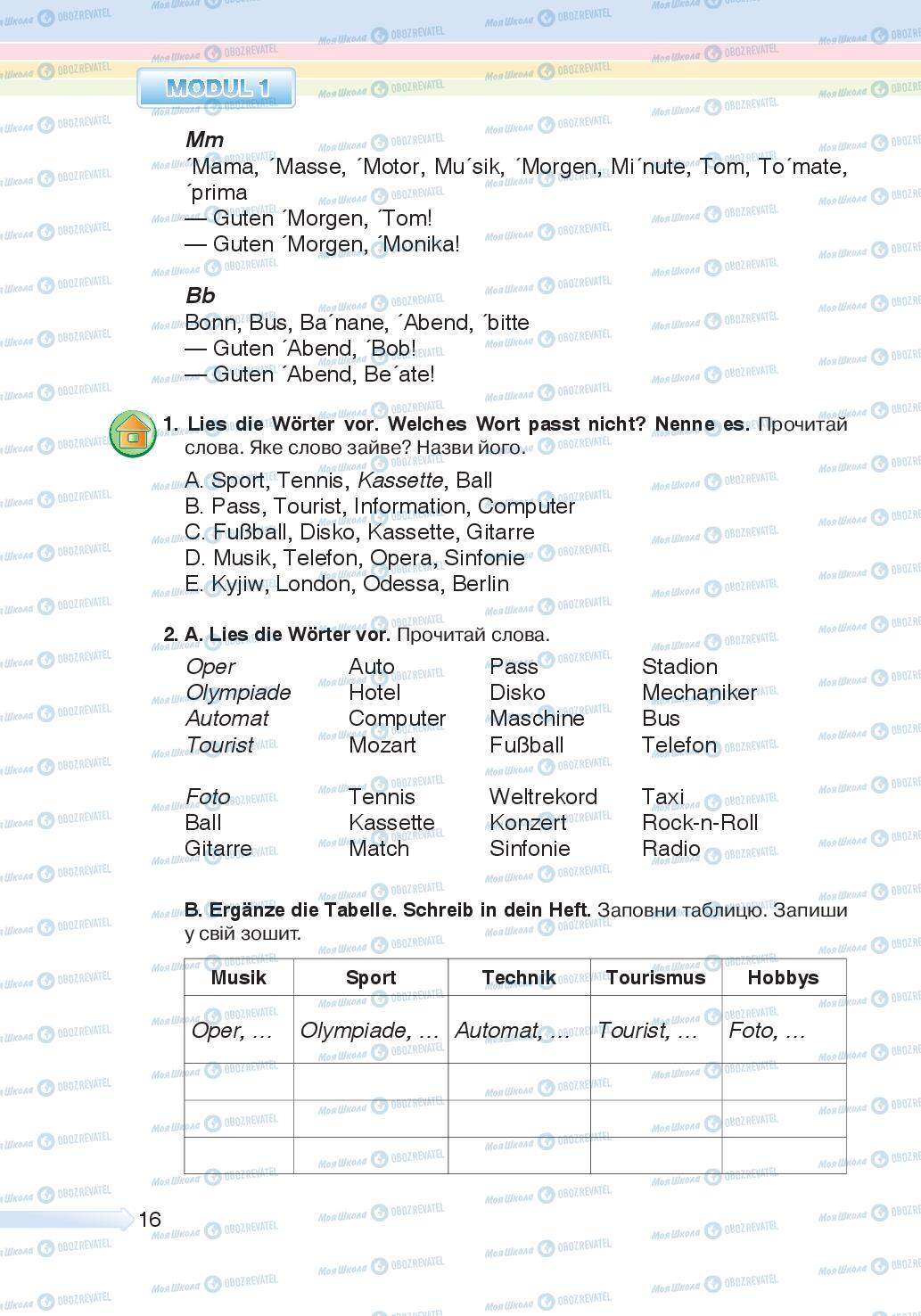 Підручники Німецька мова 5 клас сторінка 16