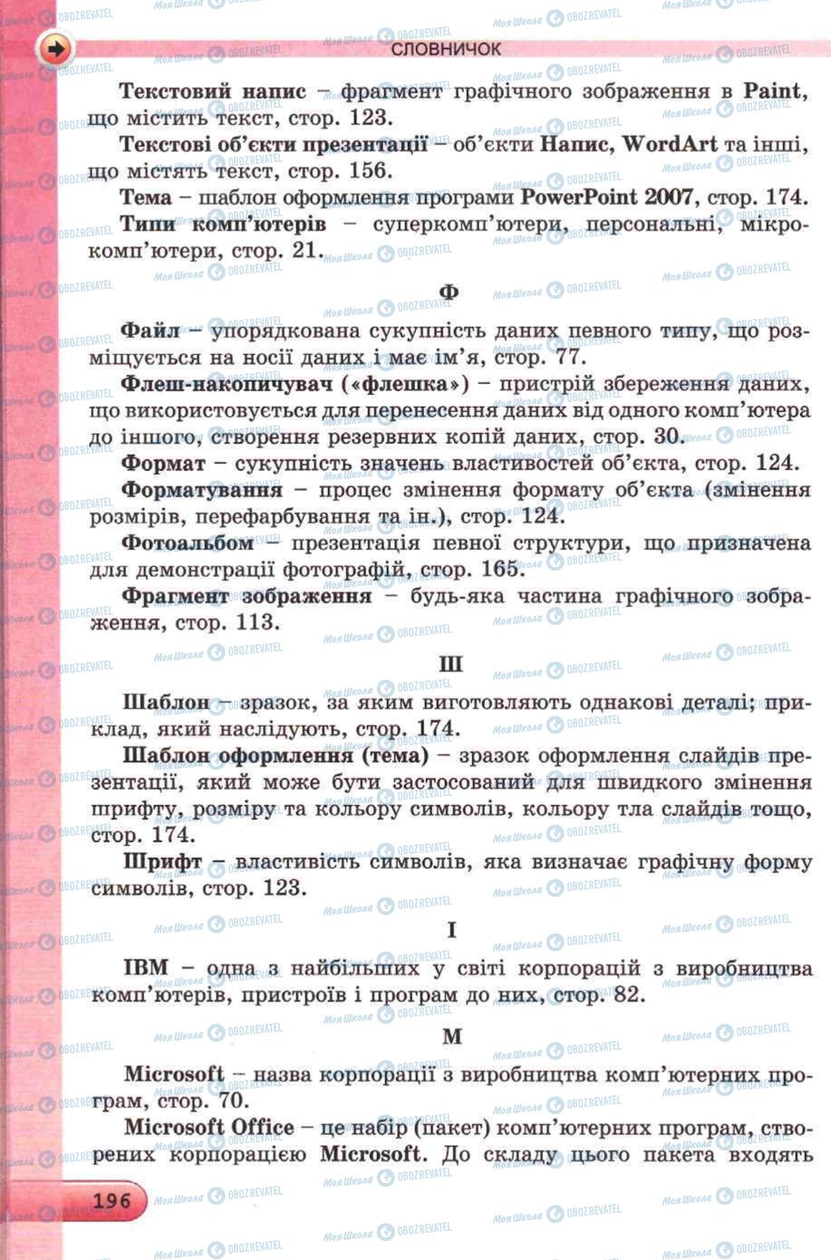 Підручники Інформатика 5 клас сторінка 196