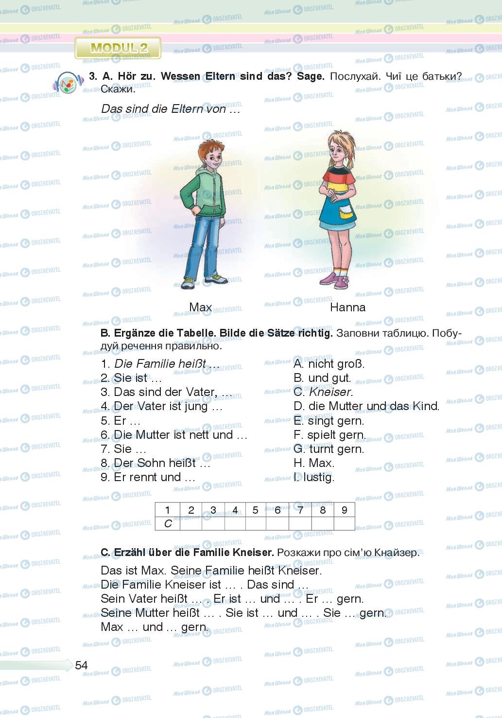 Підручники Німецька мова 5 клас сторінка 54