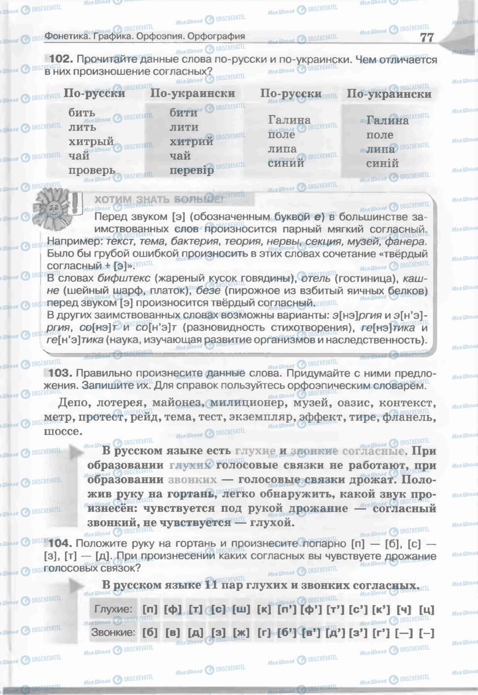Підручники Російська мова 5 клас сторінка 77