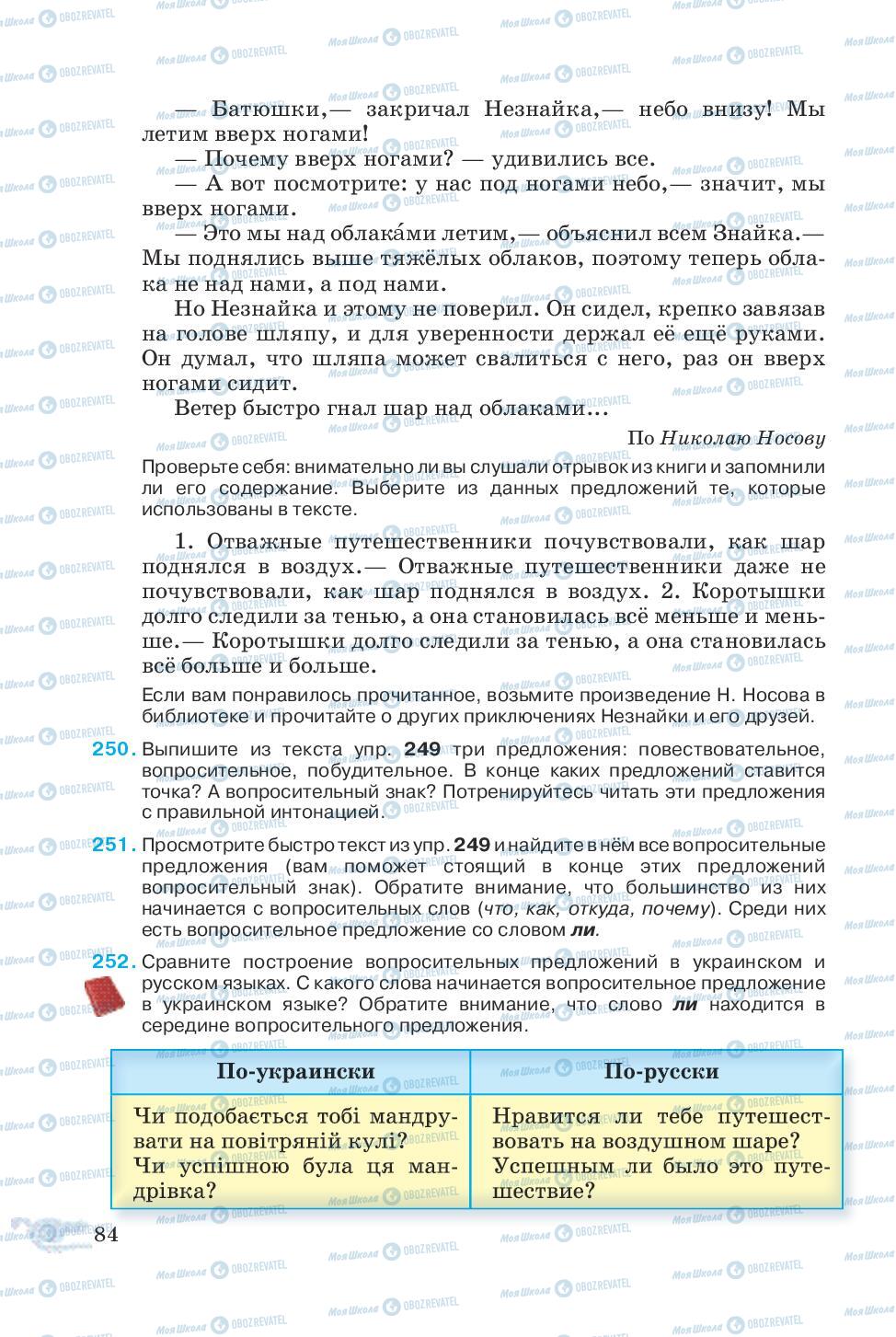 Підручники Російська мова 5 клас сторінка 84