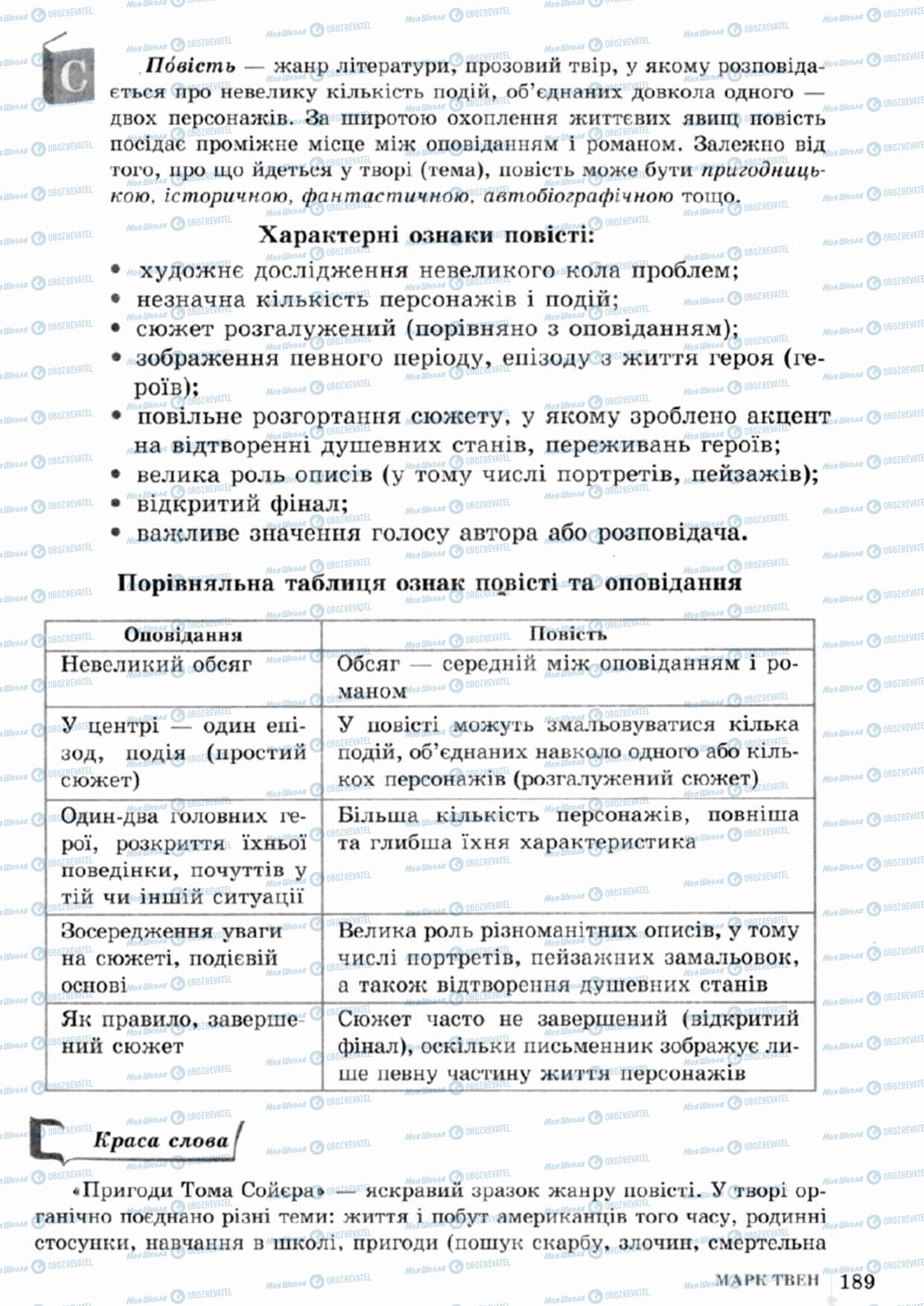 Підручники Зарубіжна література 5 клас сторінка 189