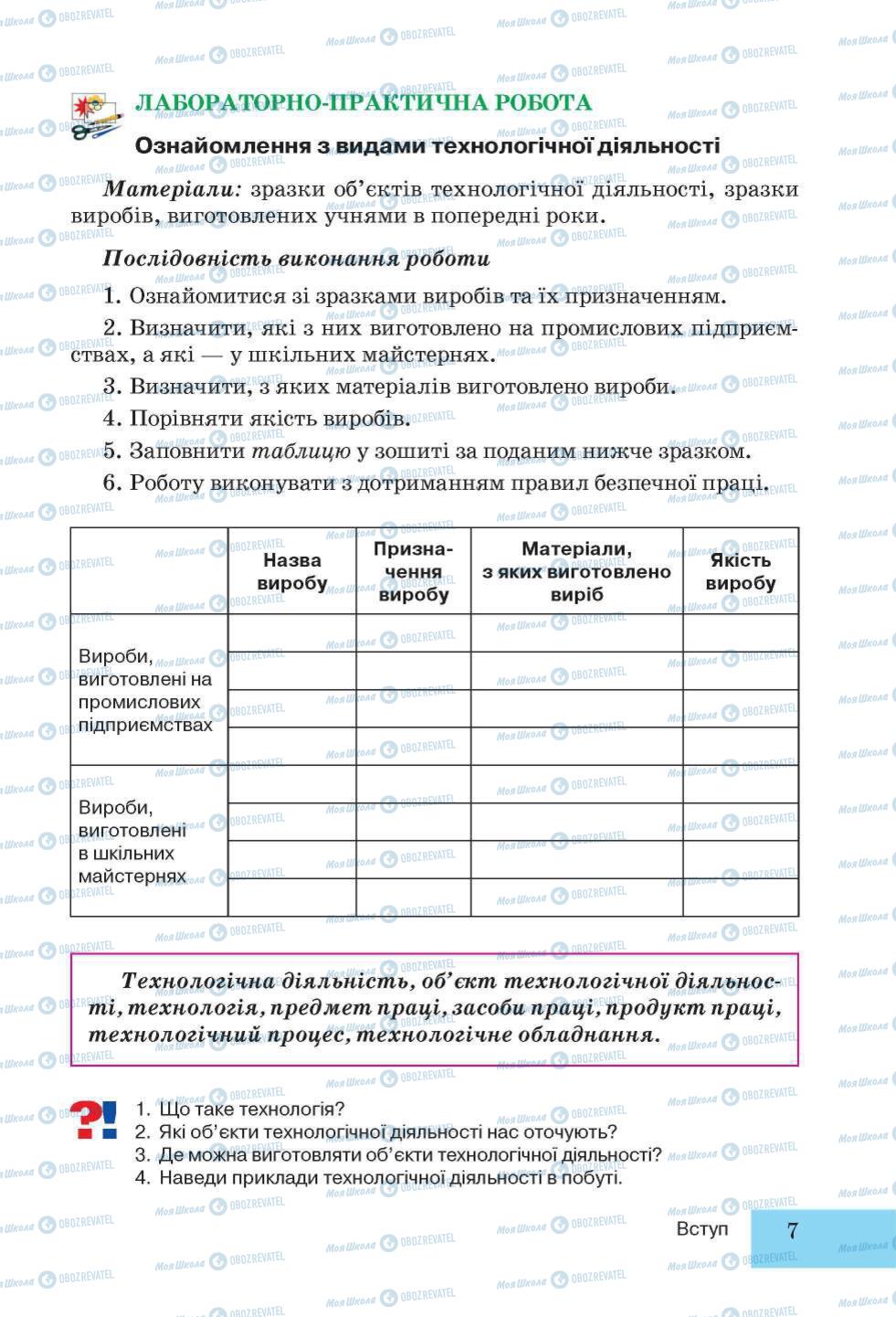 Підручники Трудове навчання 5 клас сторінка 7