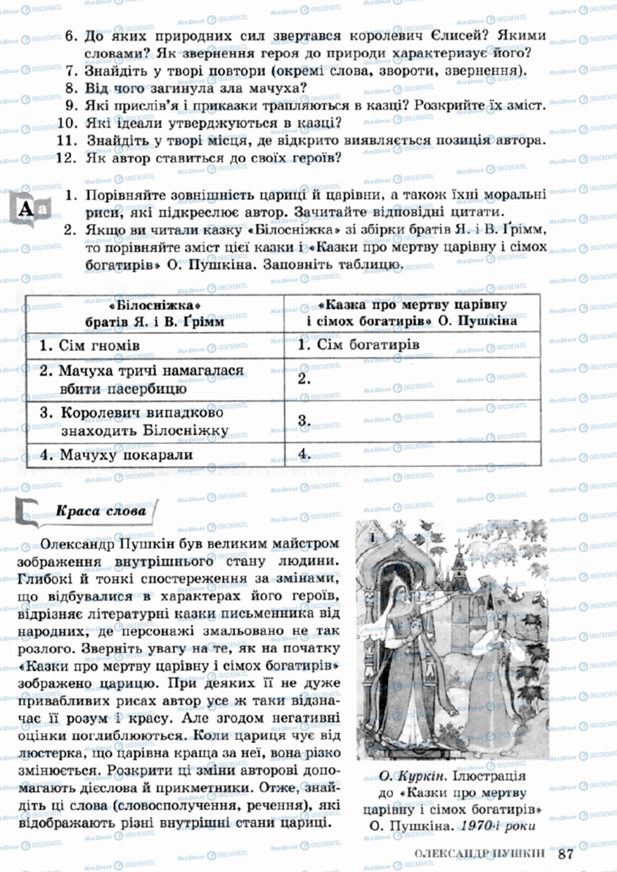 Підручники Зарубіжна література 5 клас сторінка 87