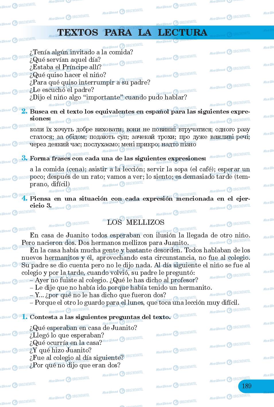 Підручники Іспанська мова 6 клас сторінка 189